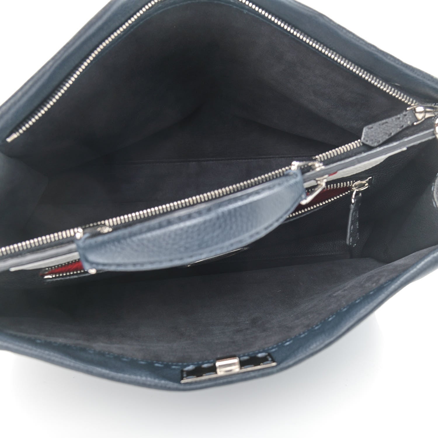 Fendi Cuoio Romano Selleria Monster Eyes Large Mens Peekaboo Iconic Essential Satchel Blue 6 of 13