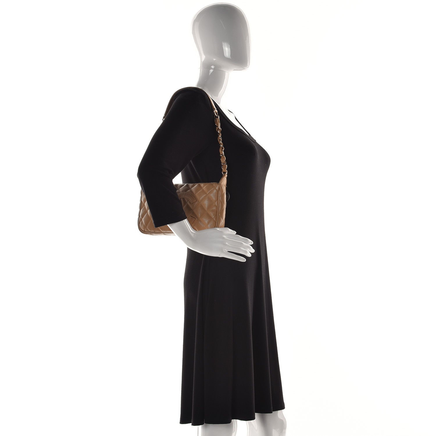 Chanel Caviar Quilted Timeless CC Shoulder Bag Beige 2 of 10