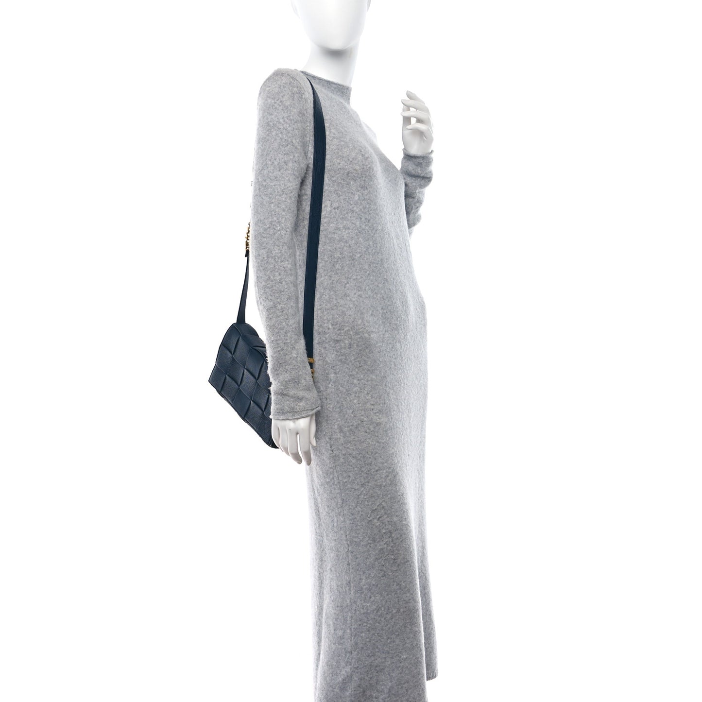 Grained Calfskin Maxi Intrecciato Cassette Crossbody Bag Deep Blue