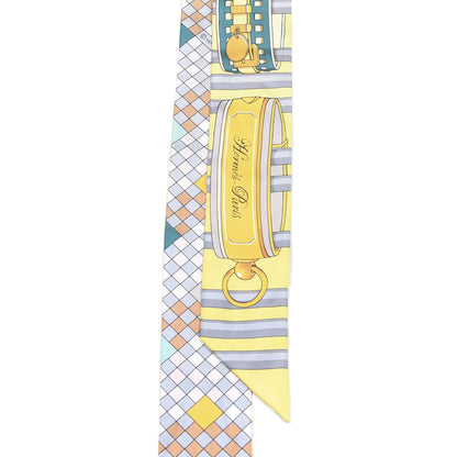 Hermes Silk Colliers De Chiens Remix Twilly Jaune Vif Gris Perle 2 of 4