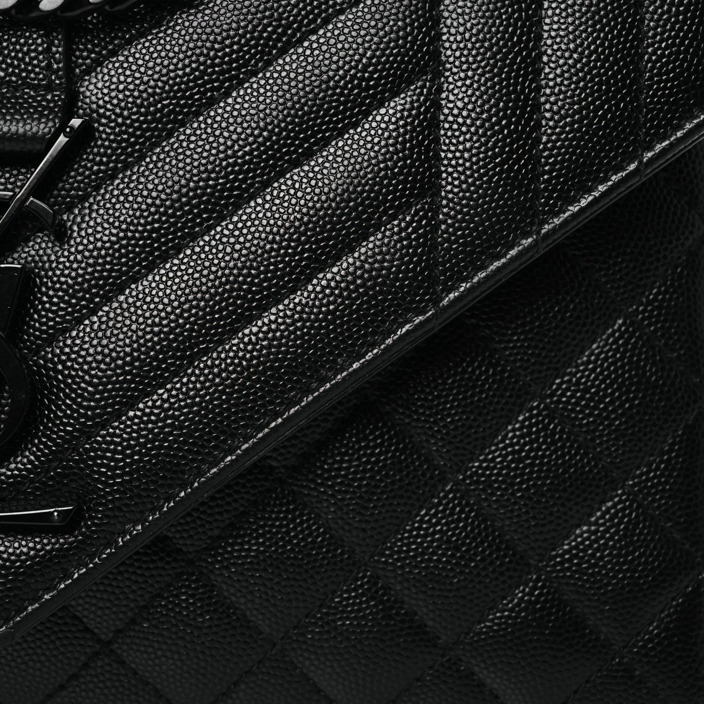 Grain De Poudre Textured Mixed Matelasse Triquilt Medium Monogram Monochrome Satchel Black