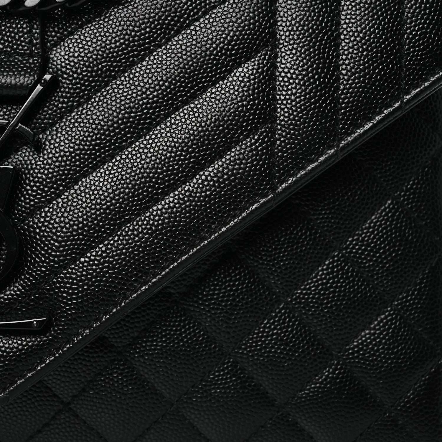 Saint Laurent Grain De Poudre Textured Mixed Matelasse Triquilt Medium Monogram Monochrome Satchel Black 8 of 11