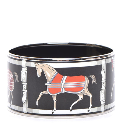 Hermes Enamel Printed Tenues Et Couvertures Extra Wide Bracelet 70 1 of 7