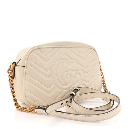 Gucci Calfskin Matelasse Small GG Marmont Chain Shoulder Bag White 3 of 13