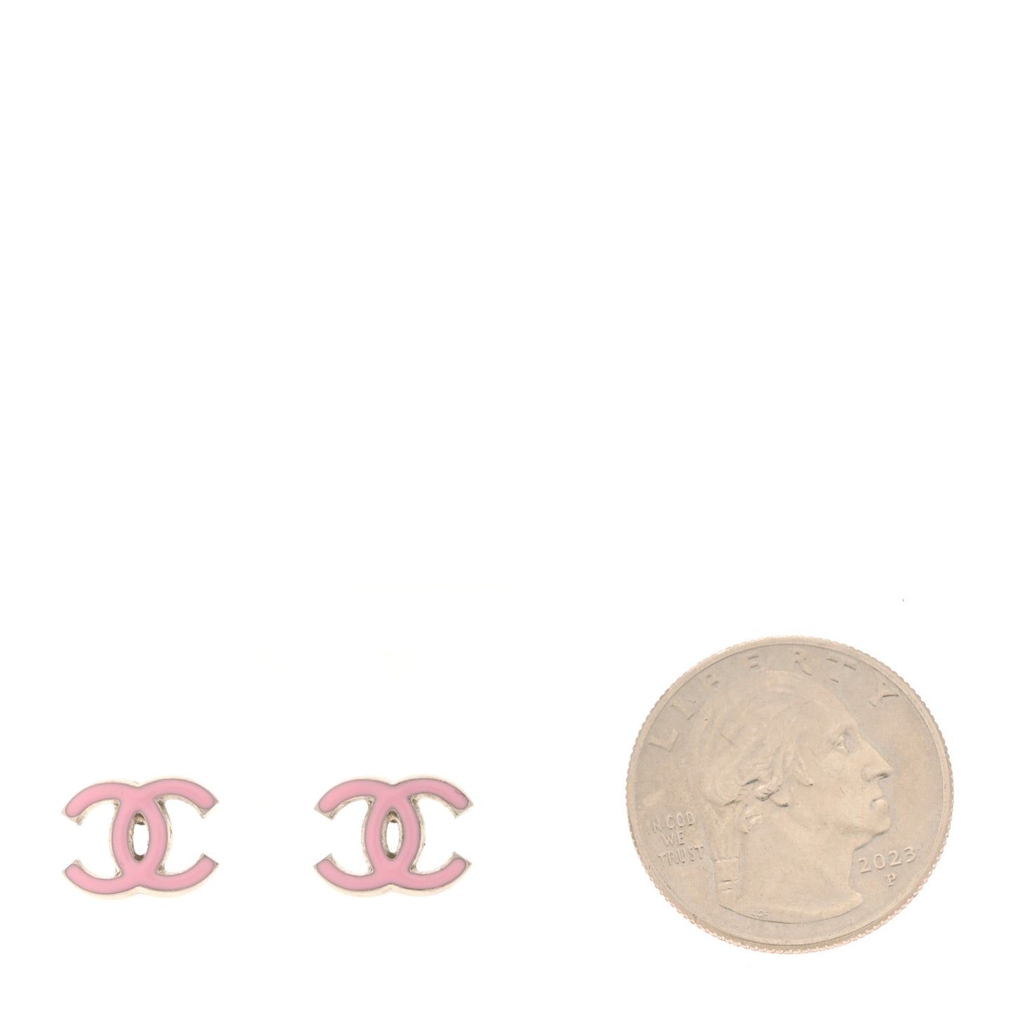 Enamel CC Earrings Pink Silver