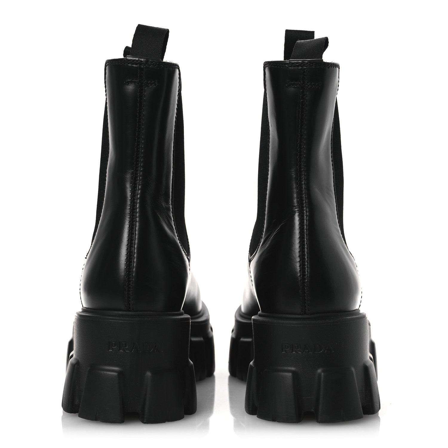 Prada Spazzolato Rois Triangle Monolith Chelsea 55mm Boots 36 Black 6 of 13