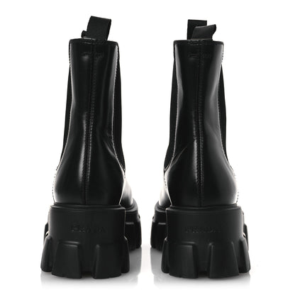 Prada Spazzolato Rois Triangle Monolith Chelsea 55mm Boots 36 Black 6 of 13