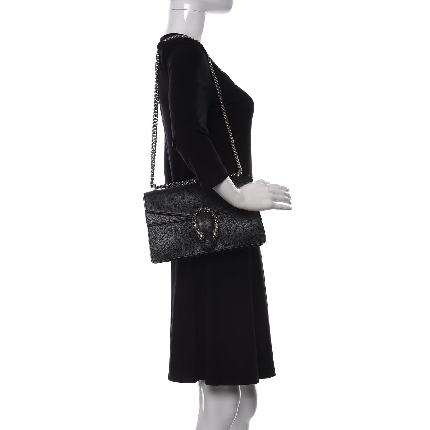 Pebbled Calfskin Small Dionysus Shoulder Bag Black