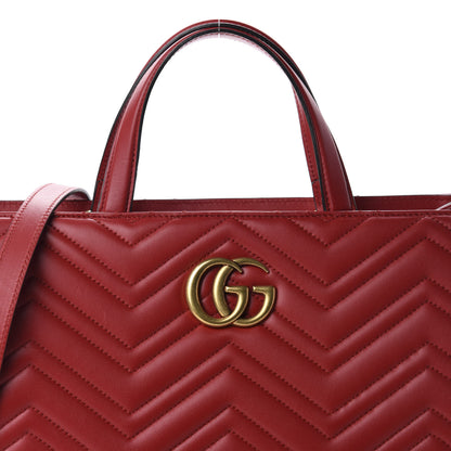 Gucci Calfskin Matelasse Medium GG Marmont Tote Hibiscus Red 12 of 12