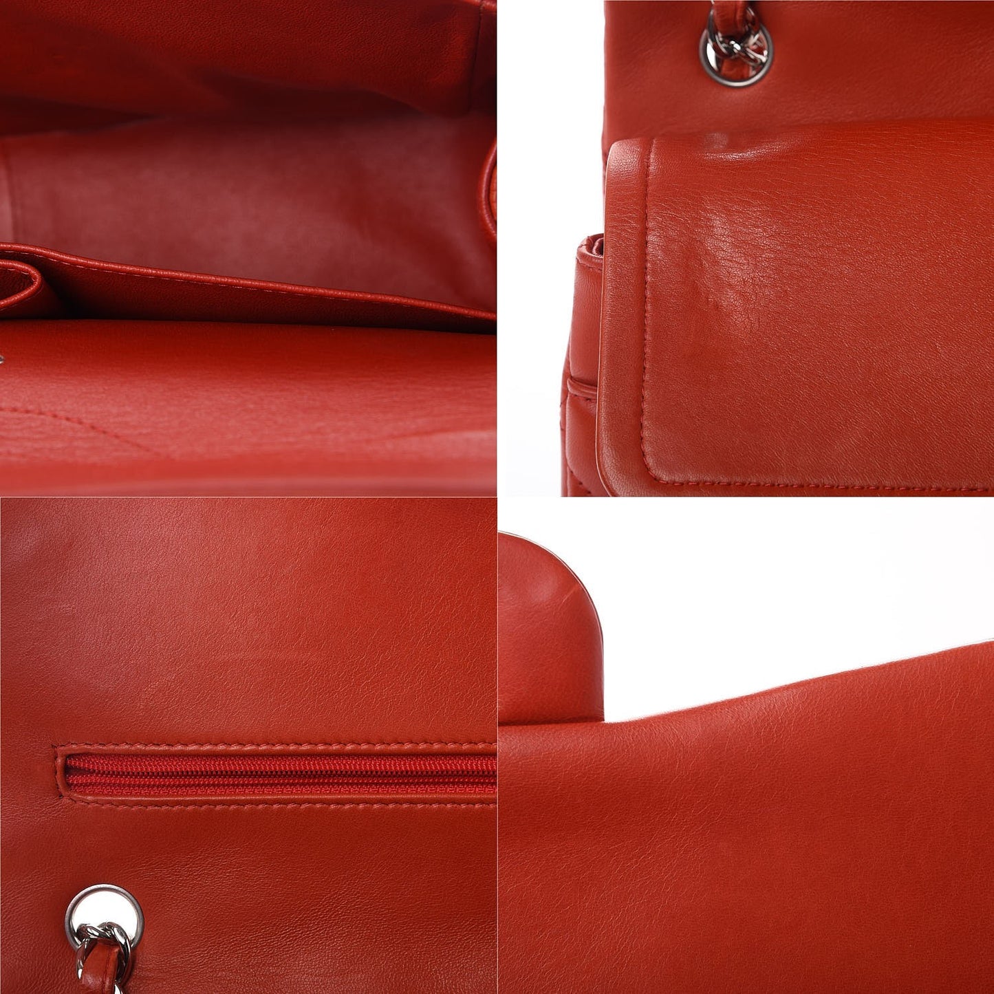 Lambskin Quilted Jumbo Double Flap Red