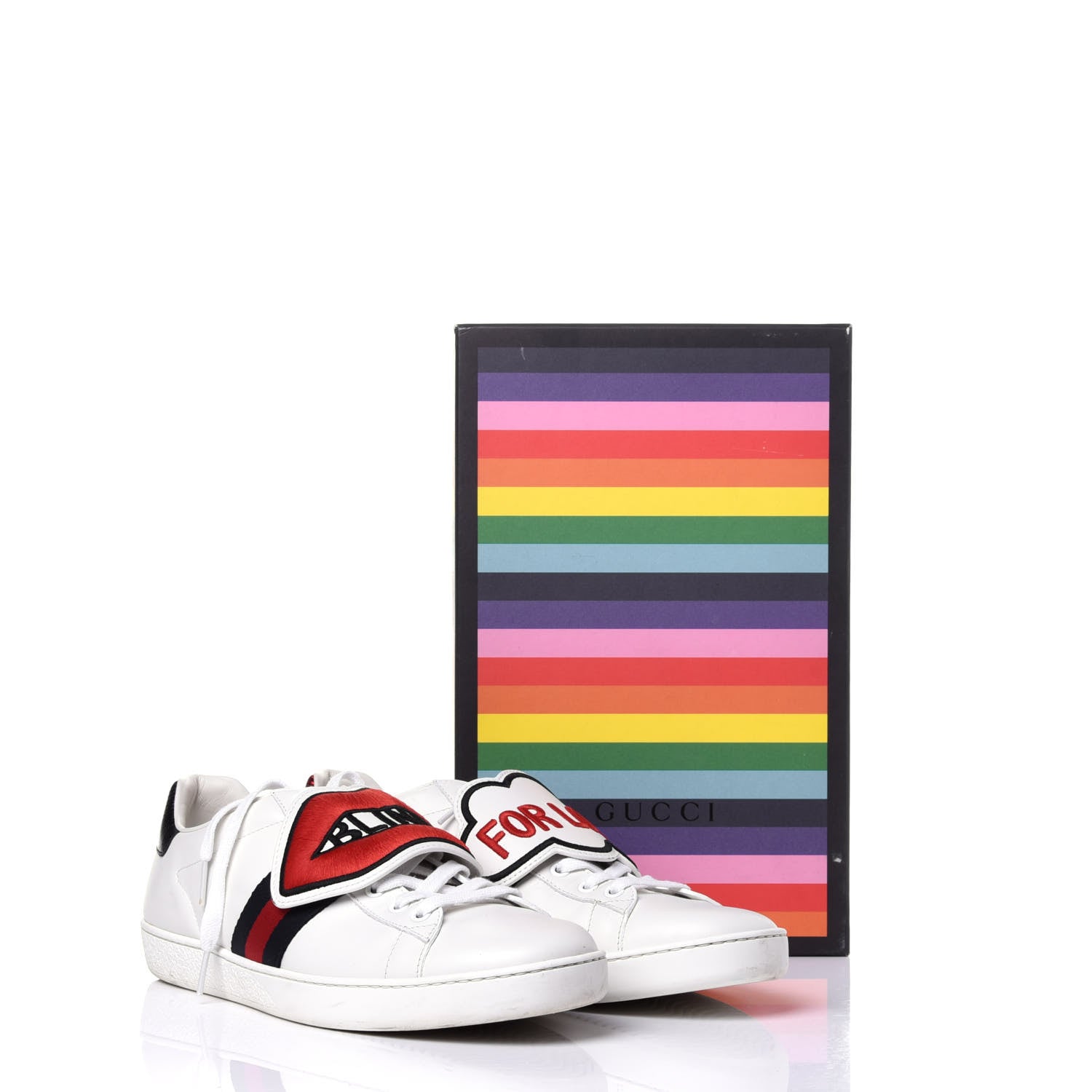 Gucci Calfskin Ayers Blind For Love Embroidered Womens Ace Sneakers 42 White 12 of 12
