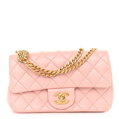 Chanel Lambskin Quilted Mini Rectangular Sweet Camellia Flap Light Pink 1 of 9