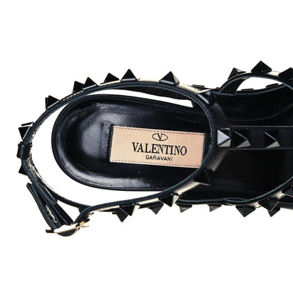 Valentino Garavani Calfskin Lacquered Monochrome Rockstud Ankle Strap 100mm Pumps 37 Black 7 of 8