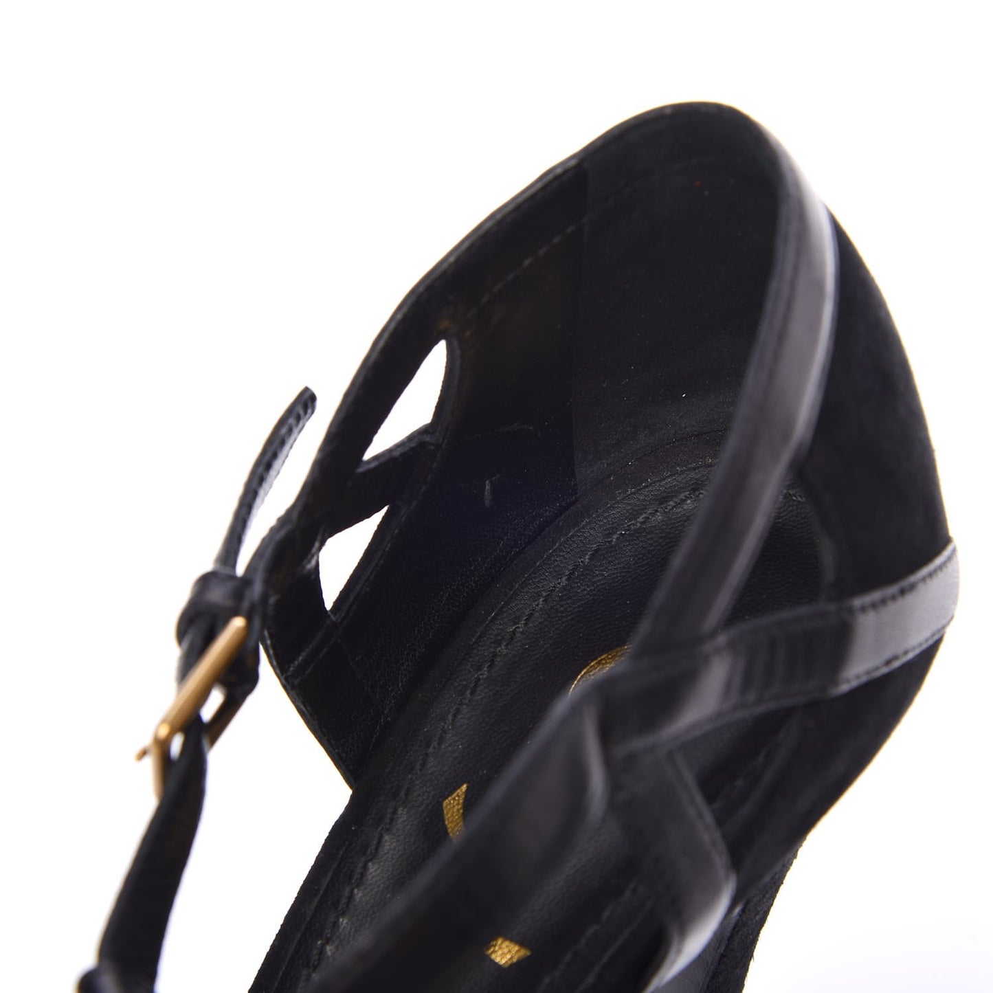 Calfskin Suede Platform Sandals 38.5 Black