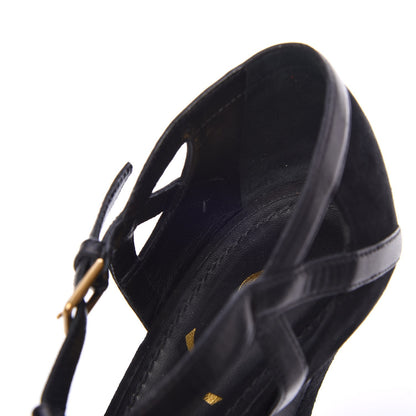Saint Laurent Calfskin Suede Platform Sandals 38.5 Black 12 of 21