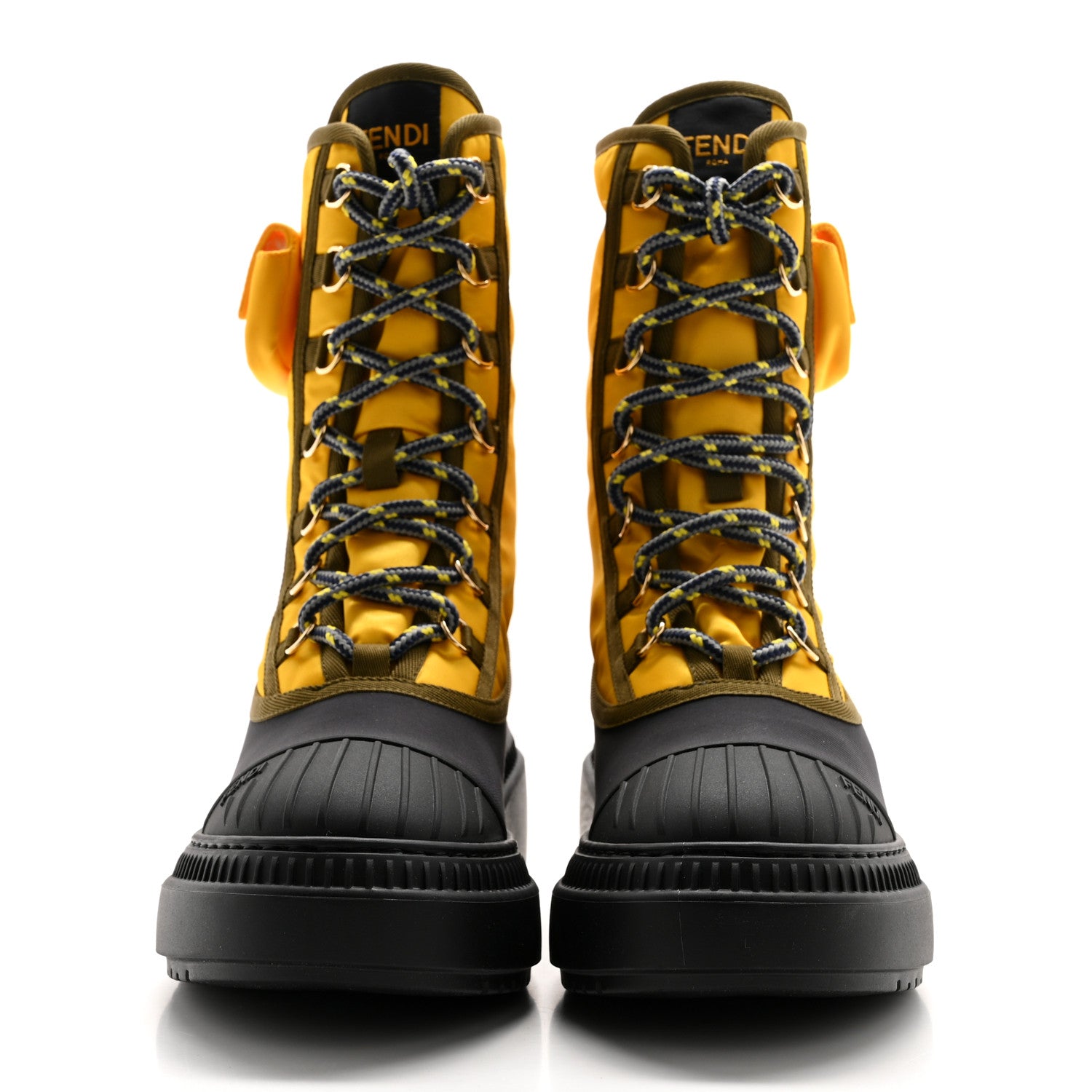 Fendi Nylon Baguette Domino 50mm Biker Boots 37 Mimosa Black 2 of 8