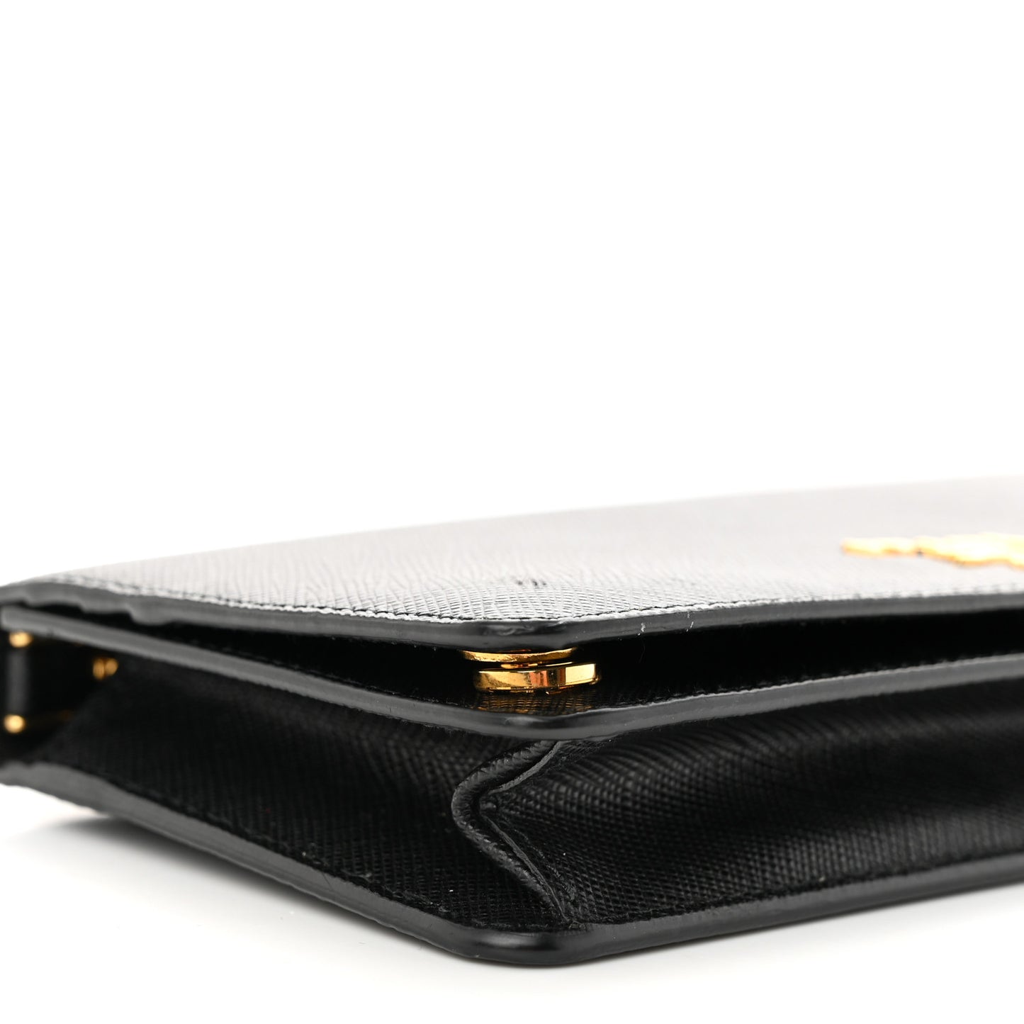 Saffiano Metal Phone Wristlet Crossbody Wallet Black