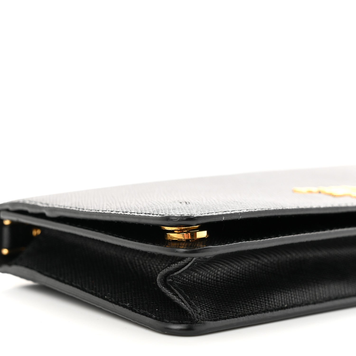 Prada Saffiano Metal Phone Wristlet Crossbody Wallet Black 8 of 10