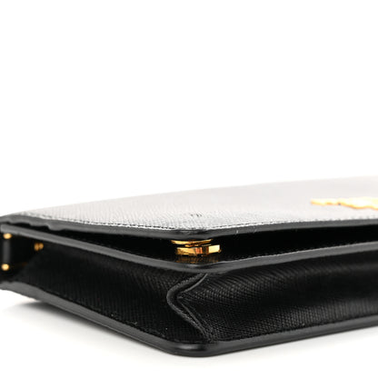 Prada Saffiano Metal Phone Wristlet Crossbody Wallet Black 8 of 10