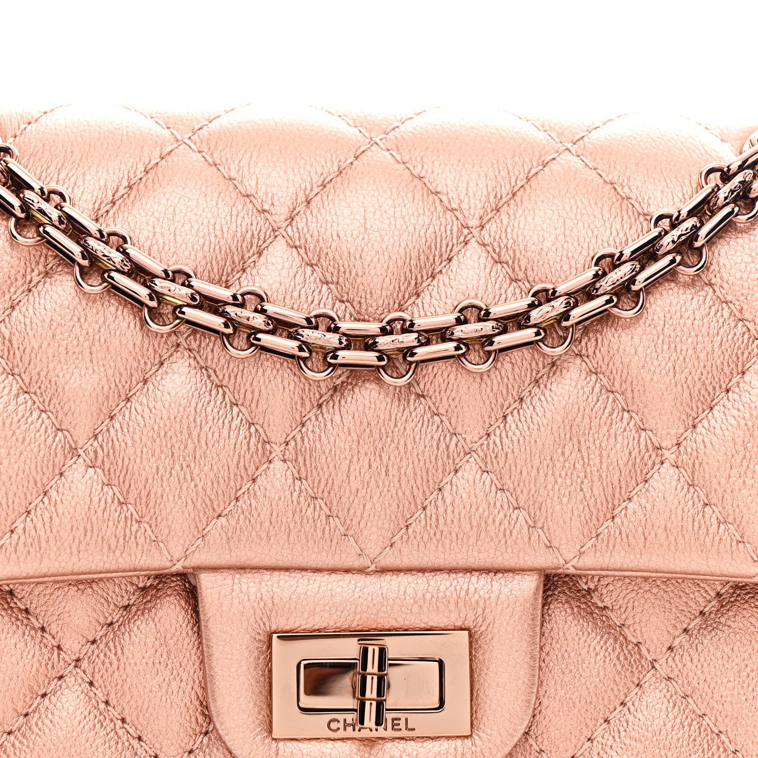Chanel Metallic Grained Calfskin Quilted 2.55 Reissue Mini Flap Copper Pink 8 of 10