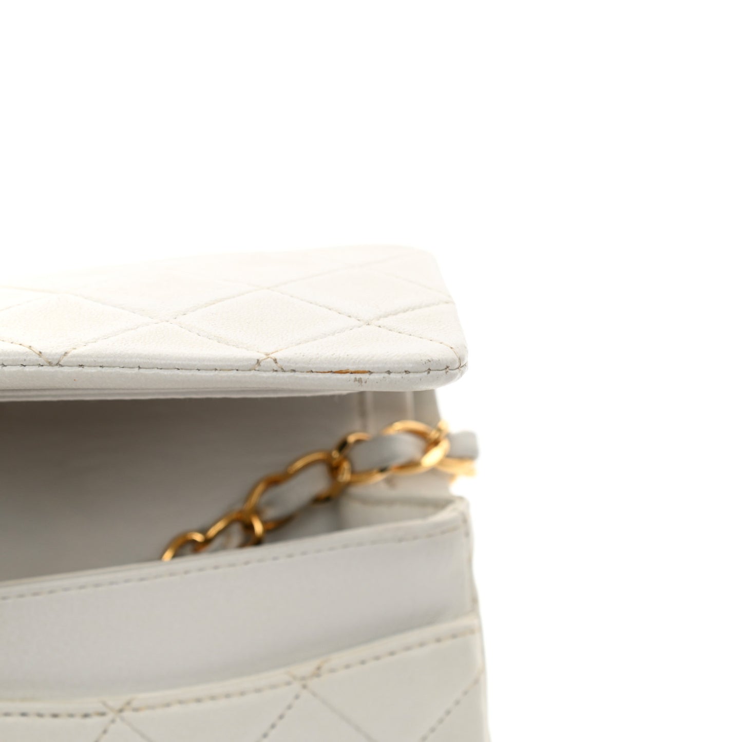 Lambskin Quilted Small Double Flap White