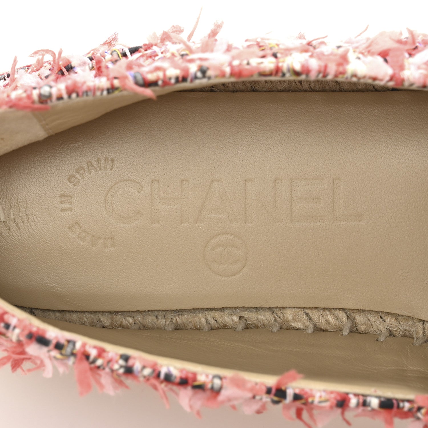 Chanel Tweed Grosgrain CC Espadrilles 36 Coral Red Pink Black 8 of 10