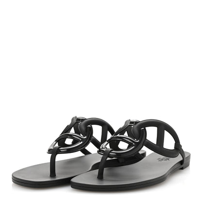 Hermes Rubber Womens Egerie Sandals 39 Black 4 of 10