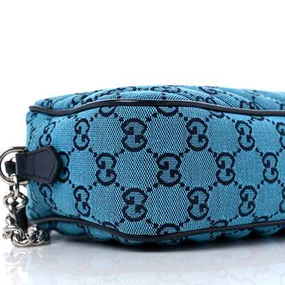 Gucci Monogram Multicolor Matelasse Diagonal Small GG Marmont Chain Shoulder Bag Light Blue 9 of 10