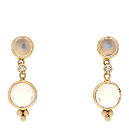 Temple St. Clair 18K Yellow Gold Diamond Moonstone Double Drop Earrings 1 of 4