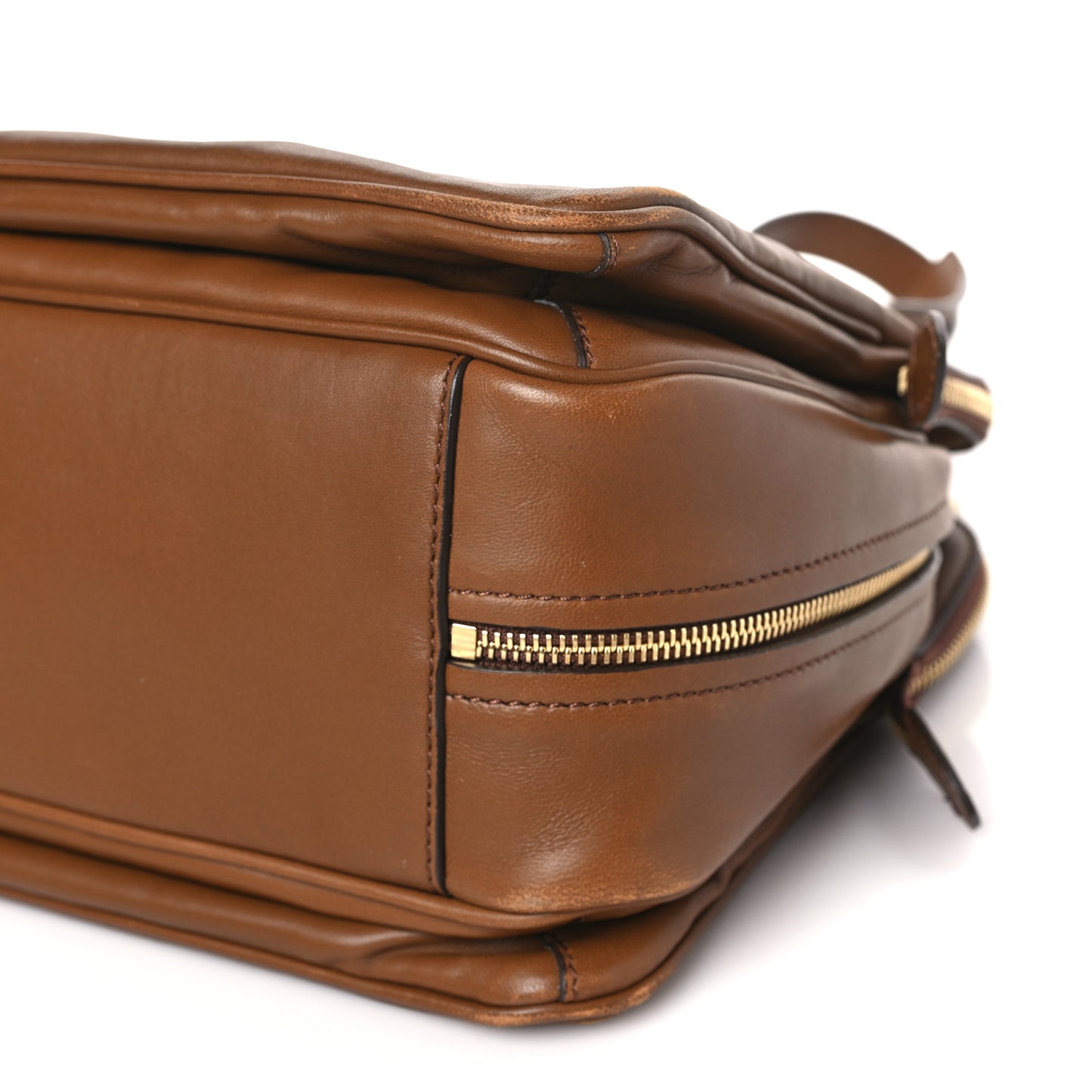 Smooth Calfskin Small Triptyque Satchel Brown