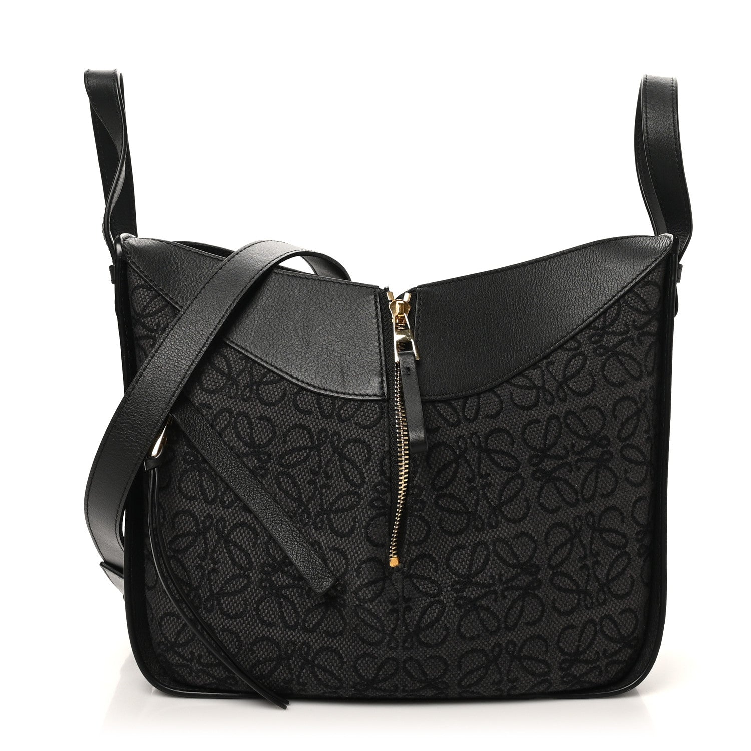 Loewe Jacquard Anagram Calfskin Small Hammock Shoulder Bag Black Charcoal 1 of 10