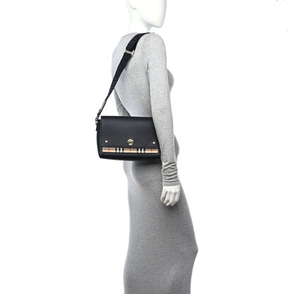 Burberry Grainy Calfskin Vintage Check Note Crossbody Bag Black 2 of 10