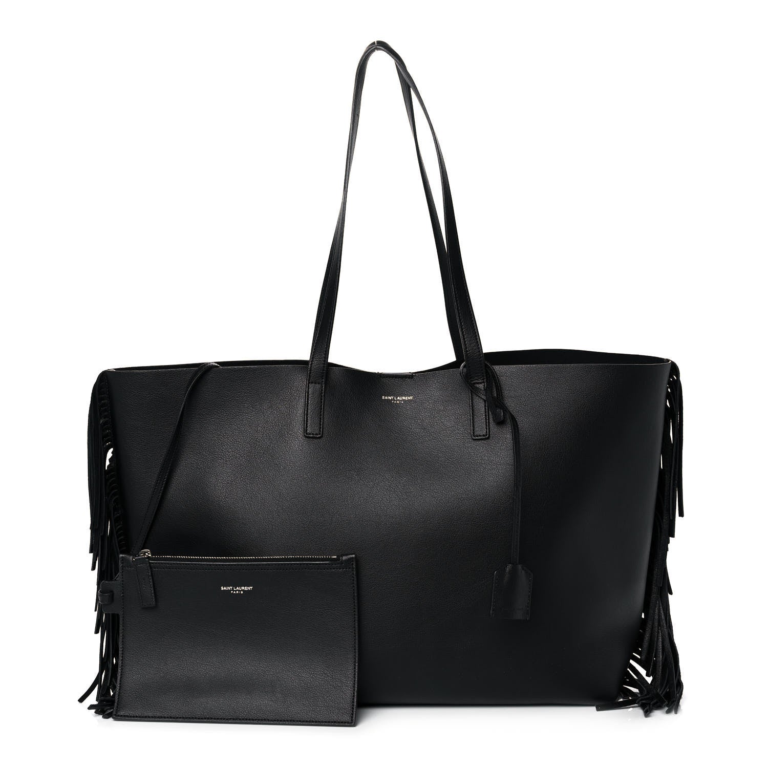 Saint Laurent Calfskin Large Fringe Shopping Tote Black 1 of 10