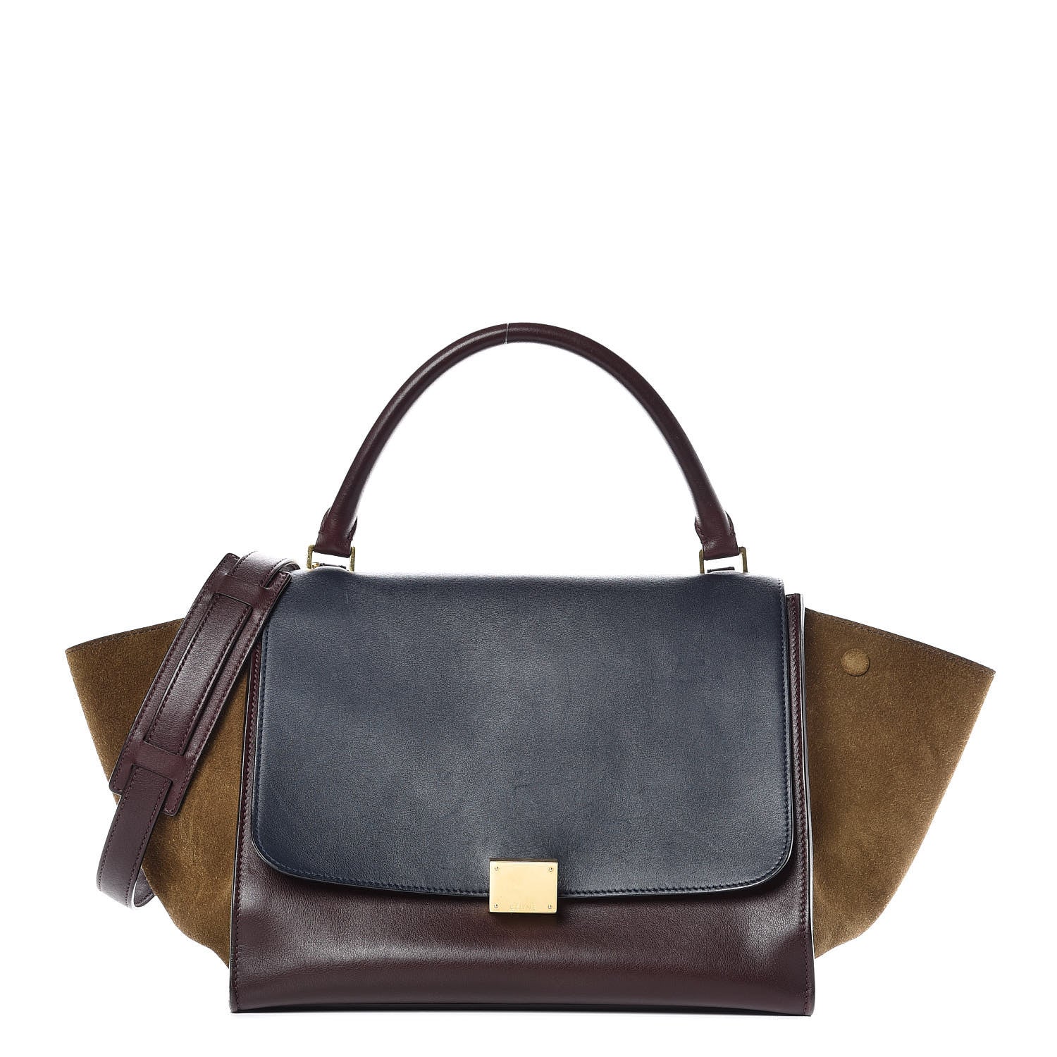 Celine Smooth Calfskin Suede Medium Tri-Color Trapeze Burgundy 1 of 16