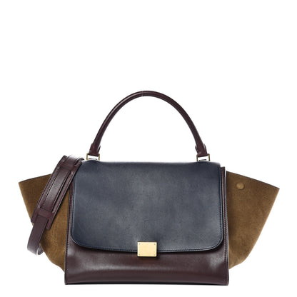 Celine Smooth Calfskin Suede Medium Tri-Color Trapeze Burgundy 1 of 16