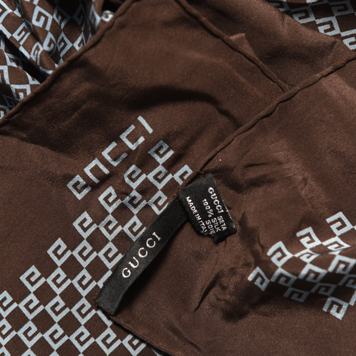 Gucci Silk Square G Monogram Scarf Brown 3 of 3