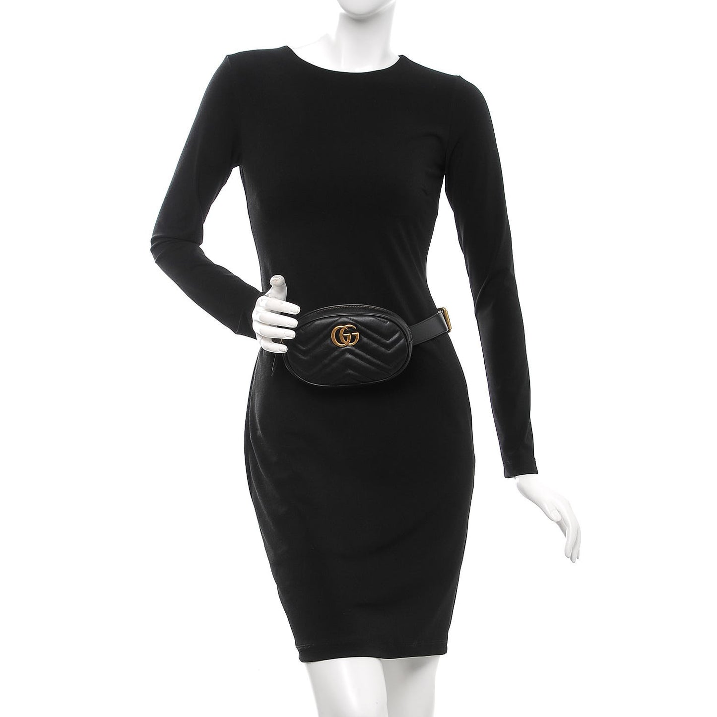 Calfskin Matelasse GG Marmont Belt Bag 85 34 Black