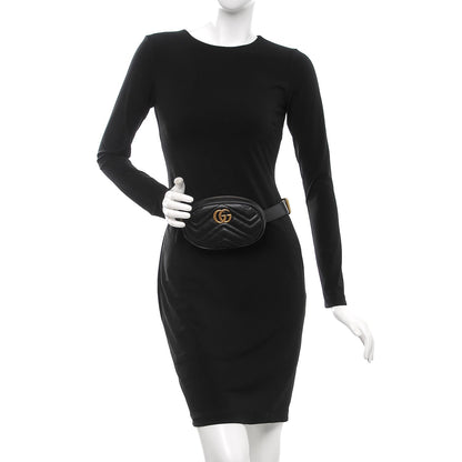 Gucci Calfskin Matelasse GG Marmont Belt Bag 85 34 Black 2 of 8