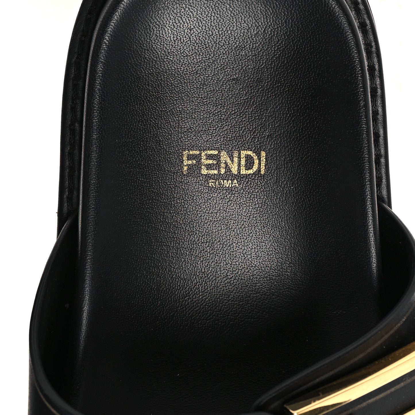 Vitello Fendi Feel Buckled Slide Sandals 37 Black