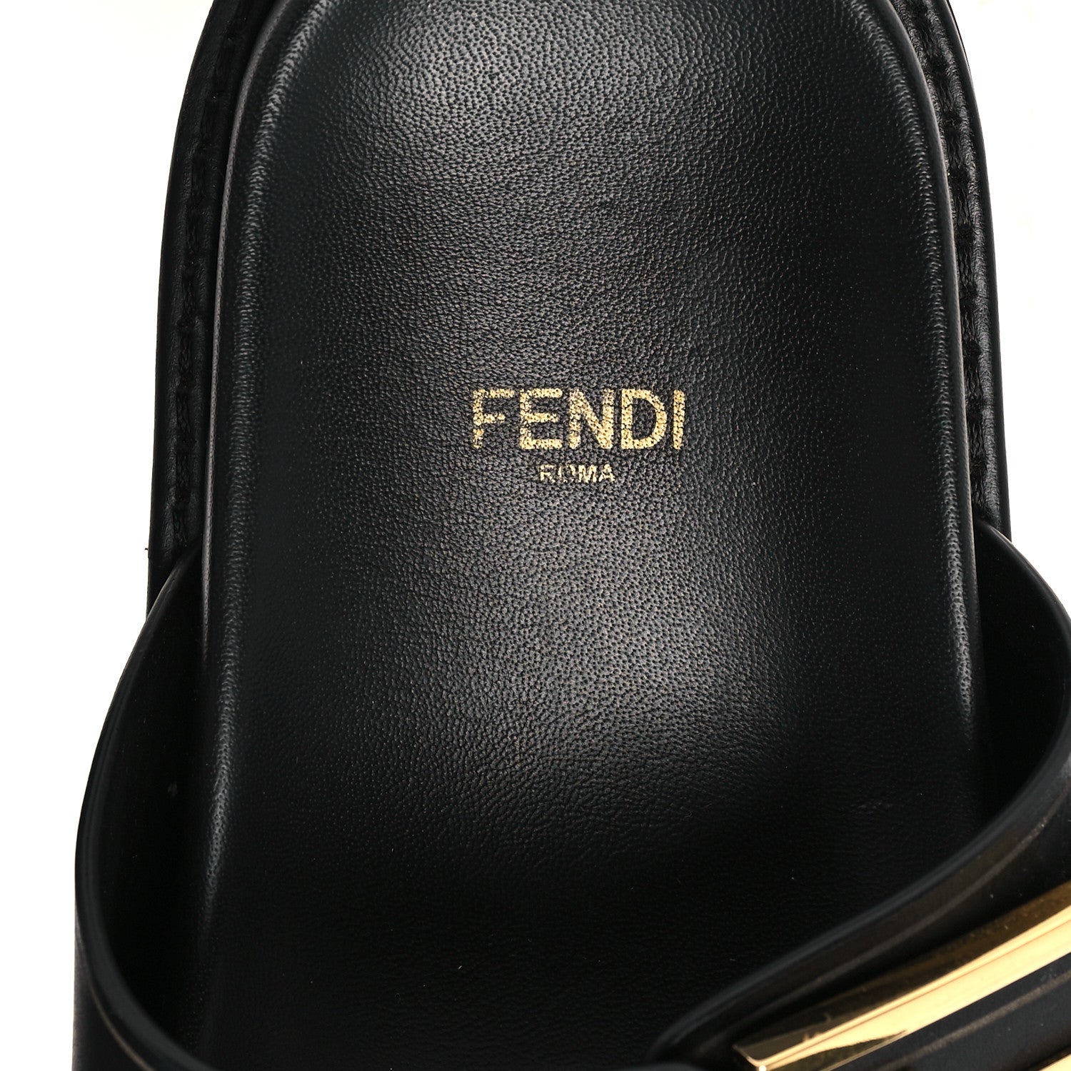 Fendi Vitello Fendi Feel Buckled Slide Sandals 37 Black 8 of 9