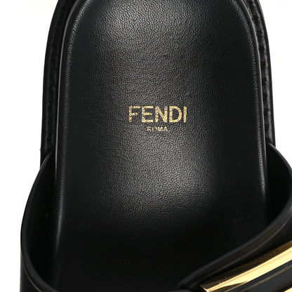 Fendi Vitello Fendi Feel Buckled Slide Sandals 37 Black 8 of 9