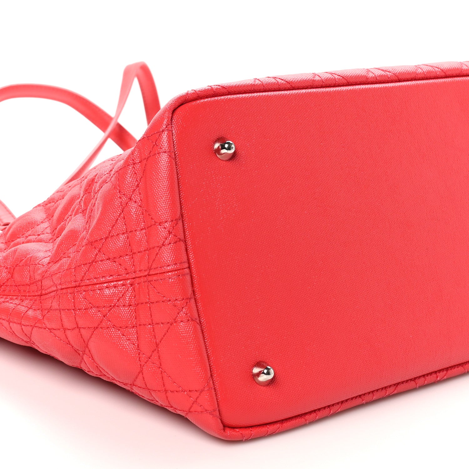 Christian Dior Coated Canvas Cannage Medium Panarea Tote Red 9 of 11
