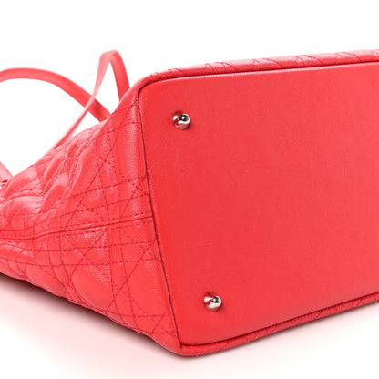 Christian Dior Coated Canvas Cannage Medium Panarea Tote Red 9 of 11