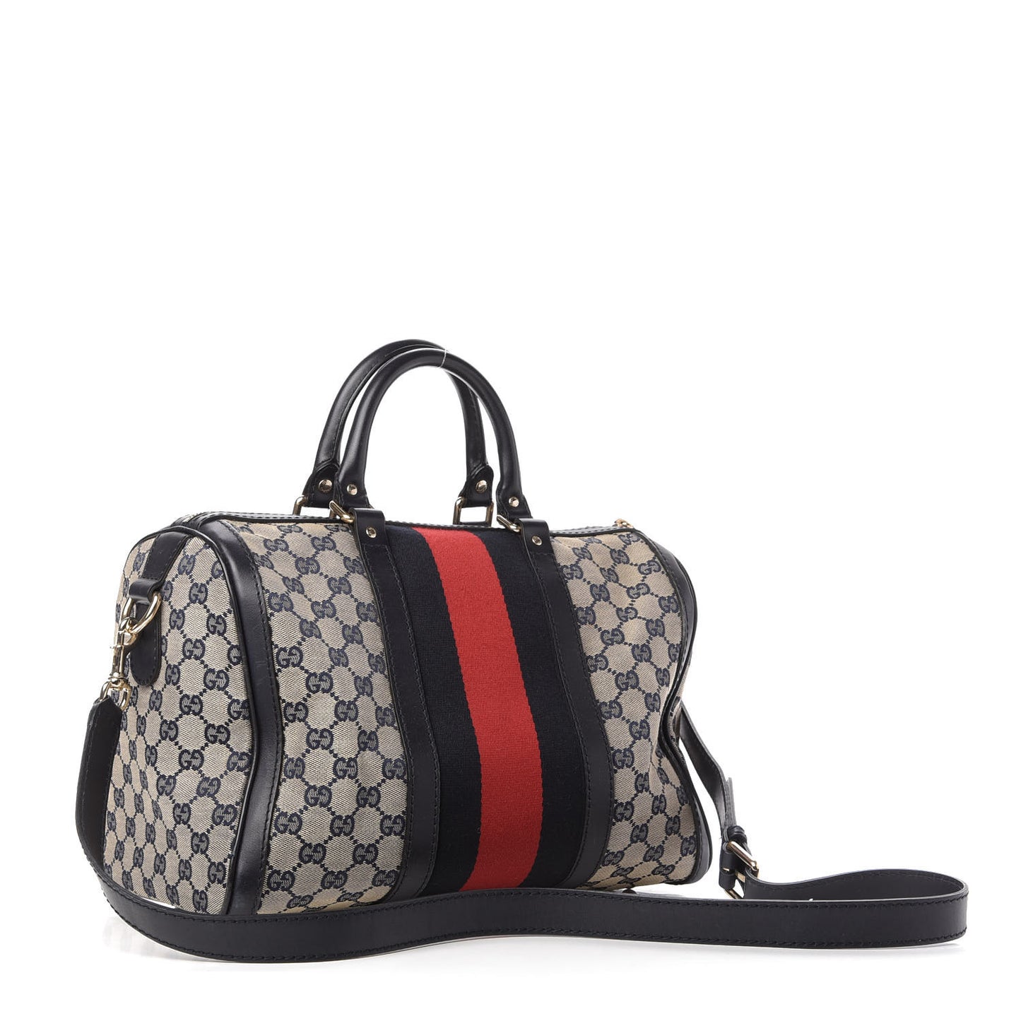 Monogram Selleria Calfskin Vintage Web Medium Boston Beige Blue