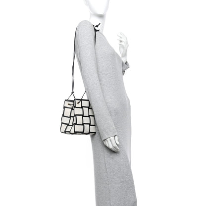 Bottega Veneta Canvas Nappa Maxi Intrecciato Small Cassette Bucket Bag Natural Black 2 of 9