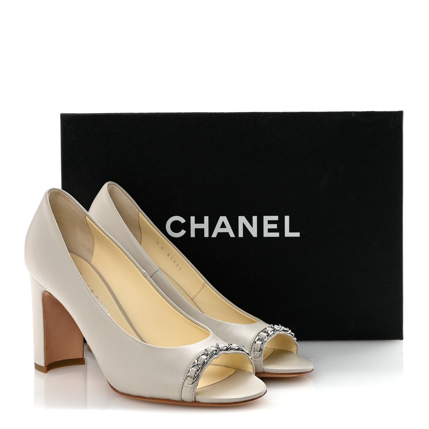 Lambskin Peep Toe CC Pumps 38 Grey