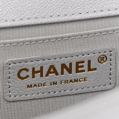 Chanel Caviar Quilted Medium Boy Flap Light Grey 6 of 9