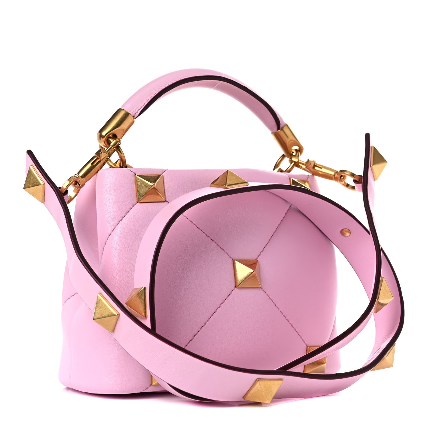 Valentino Garavani Nappa Mini Roman Stud The Handle Bag Pink Borealis 3 of 8