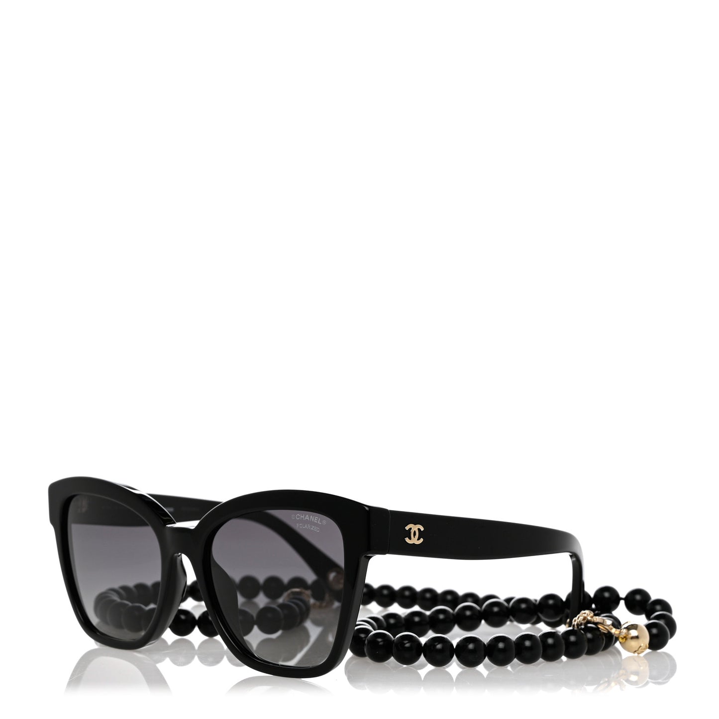 Acetate Chain Square Sunglasses 5487-A Black
