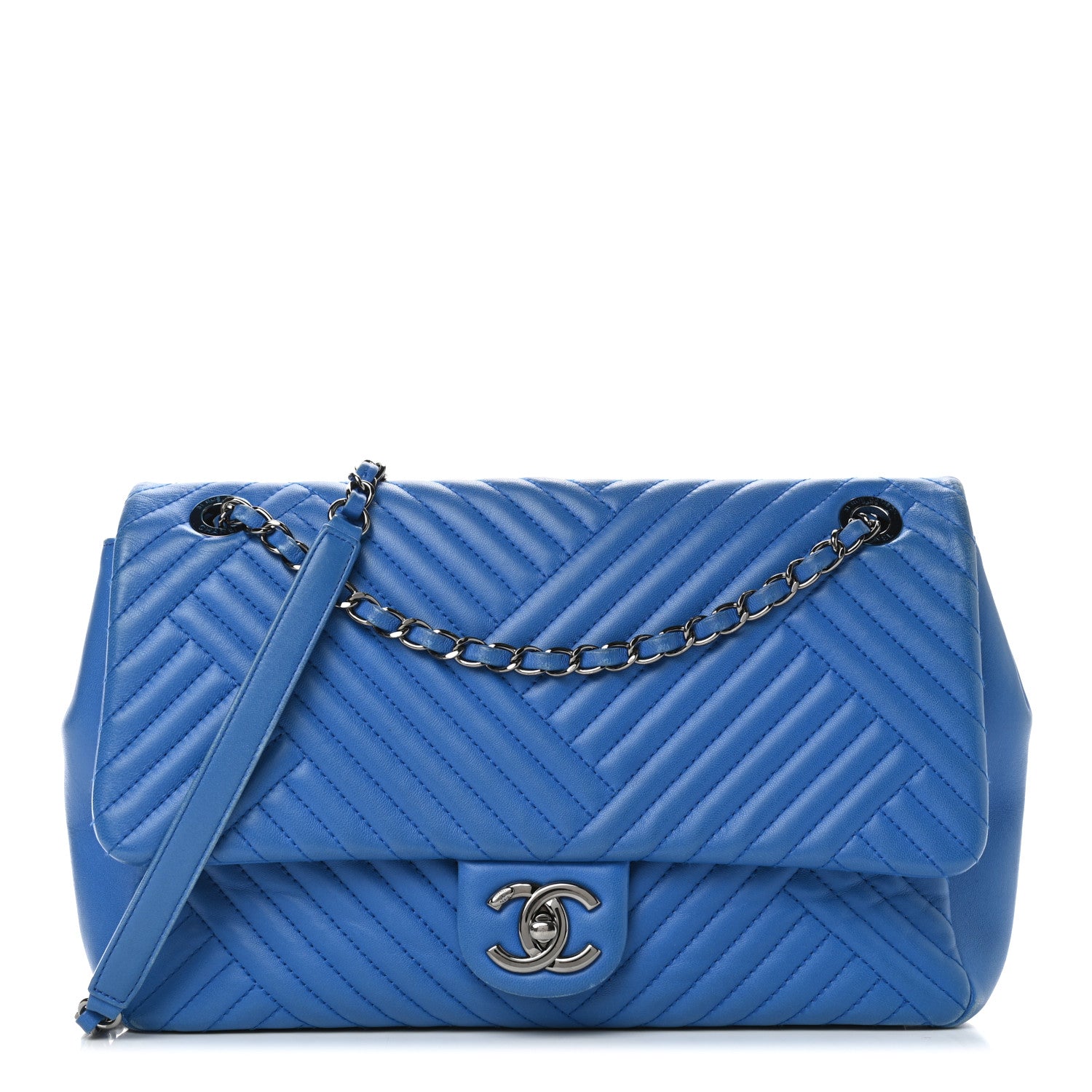 Chanel Lambskin Large CC Crossing Flap Blue 1 of 13